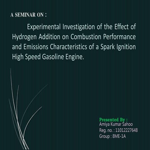Experimental investigation of the effect of hydrogen addition on ...