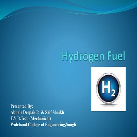 Hydrogen fuel  an alternative source of energy