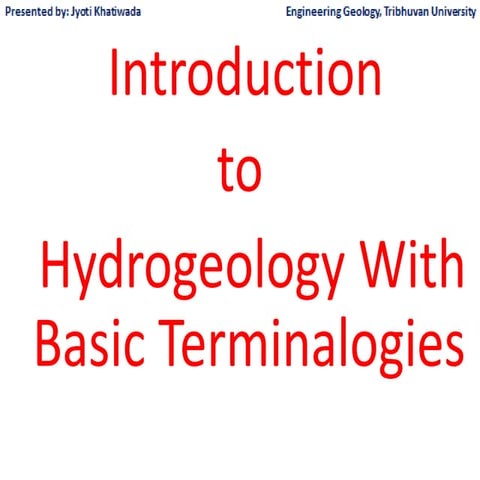 Hydrogeology Introduction with basic terms