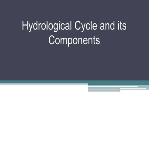 Hydrological cycle and its components