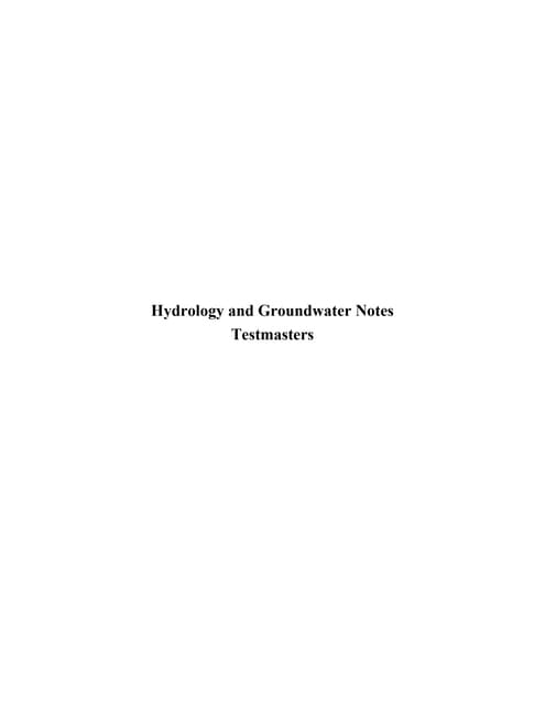 Hydrology and groundwater notes (Wajahat)