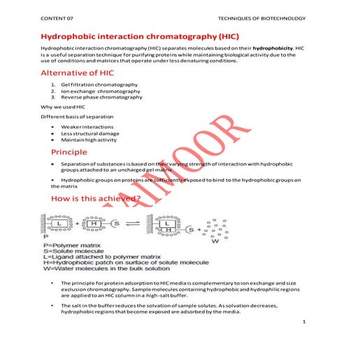 Hydrophobic interaction chromatography 