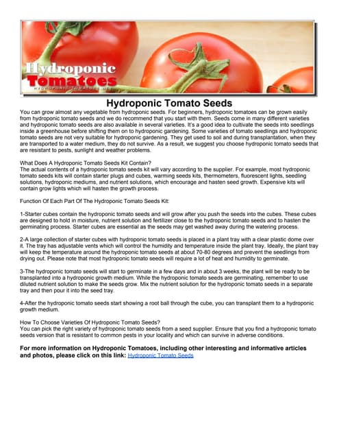 Hydroponic Tomato Seeds