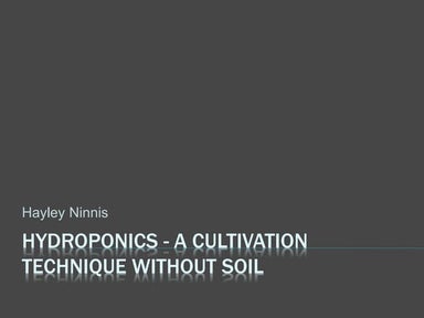 Hydroponics - A Cultivation Technique Without Soil
