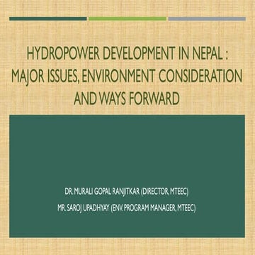 HYDROPOWER DEVELOPMENT IN NEPAL