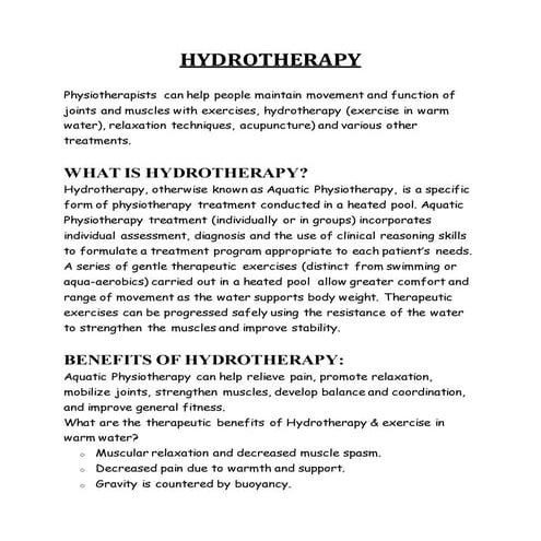 Hydrotherapy