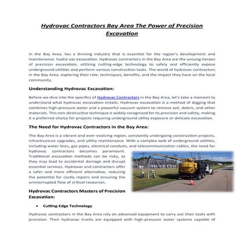 5 Amazing Benefits of Hydrovac Excavation | PDF