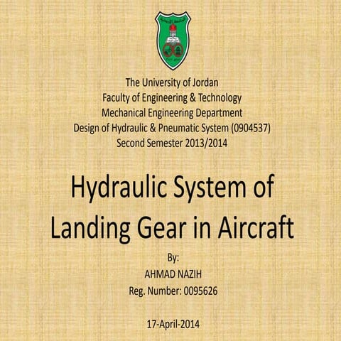 Hydraulic system of landing gear in Aircraft 