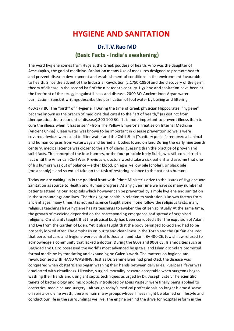 Hygiene and sanitation