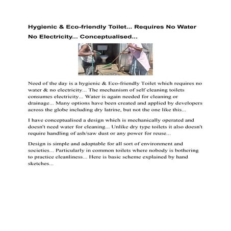 Hygienic & Eco-friendly toilet - requires no water no electricity - conceptualised