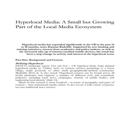 Hyper-local Media: A Small but Growing Part of the Local Media ...