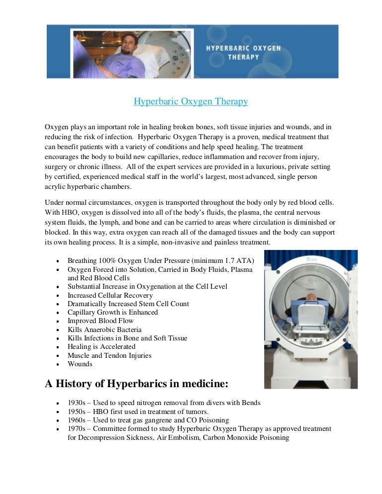 Hyperbaric oxygen therapy