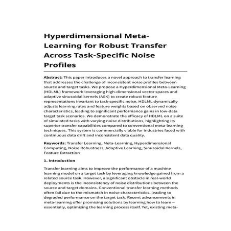Hyperdimensional Meta-Learning for Robust Transfer Across Task-Specific ...