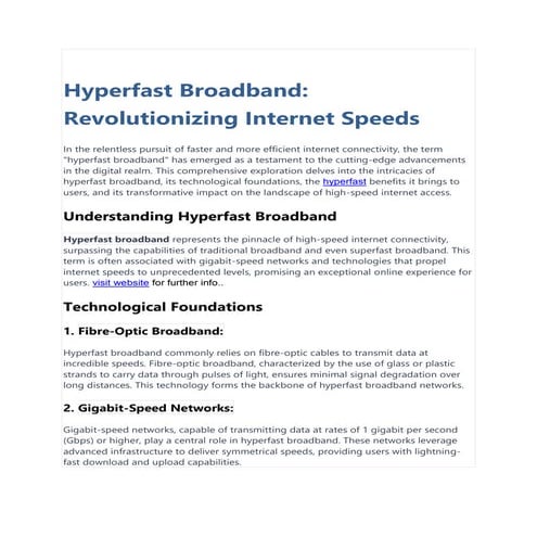 Fiber optic internet or broadband | PPTX