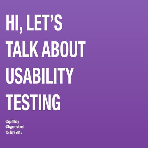 Hyper Island teaching notes: usability testing