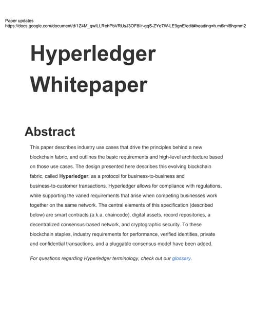 Hyperledger whitepaper