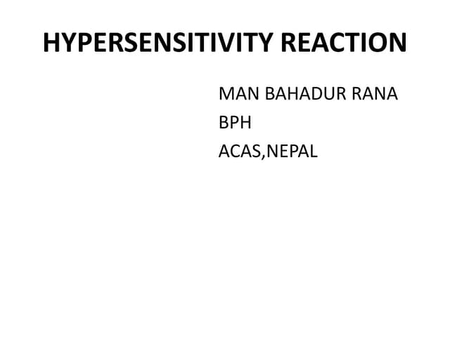 Hypersensitivity reaction, bph 