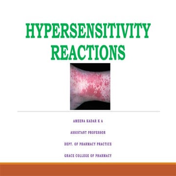 HYPERSENSITIVITY REACTIONS - Pathophysiology Notes for Second Year Pharm D St...