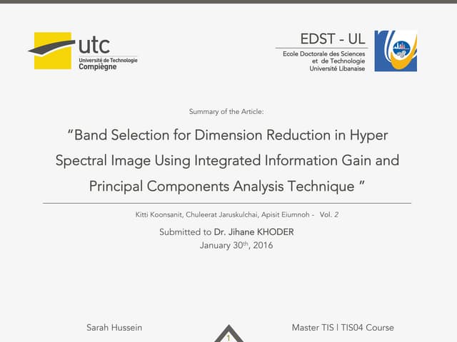 Hyperspectral Image Reduction