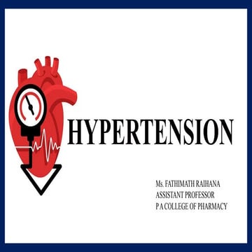 PATHOPHYSIOLOGY OF HYPERTENSION- AS PER 2ND SEMESTER BPHARM SYLLABUS