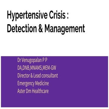 Hypertensive  crisis : Detection and management in Ed