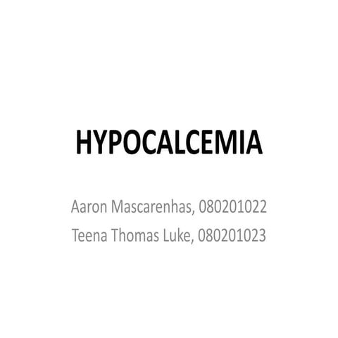 Hypocalcemia