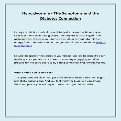 Hypoglycemia
