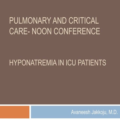Hyponatremia in ICU patients