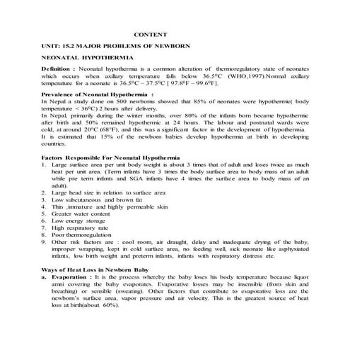 Neonatal Hypothermia