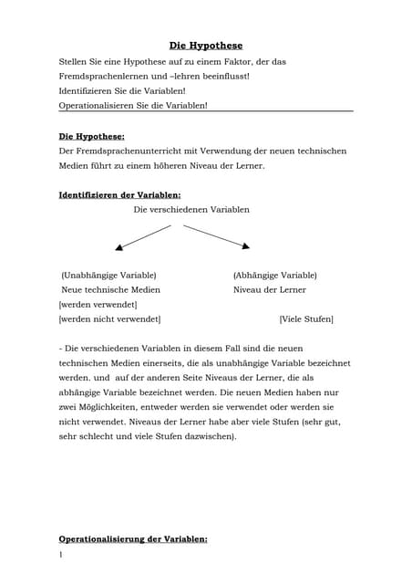 Aufstellung einer Hypothese