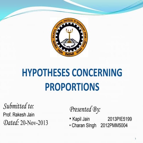 Hypothese concerning proportion by kapil jain MNIT