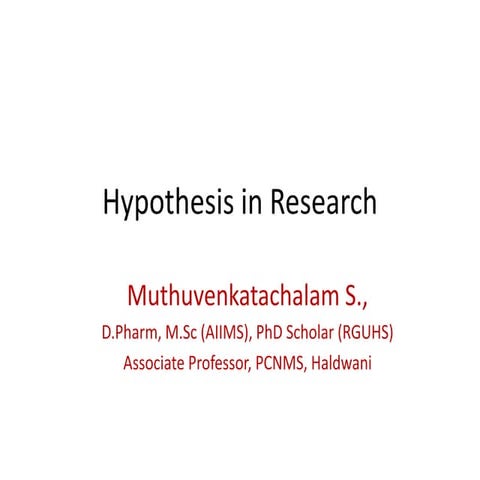 Hypothesis in Research