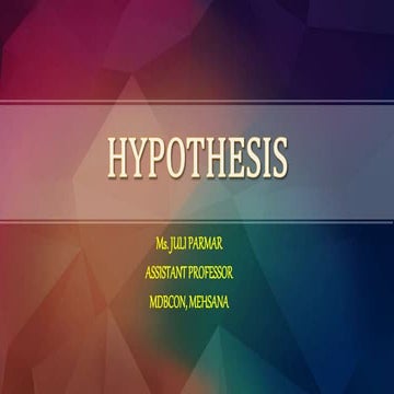 HYPOTHESIS/RESEARCH HYPOTHESIS/RESEARCH AND STATISTICS