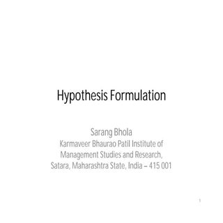 Hypothesis Formulation