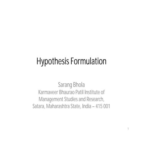 Hypothesis Formulation