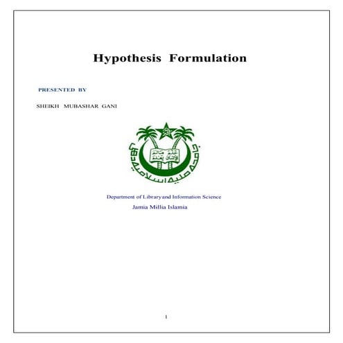 Hypothesis Formulation 