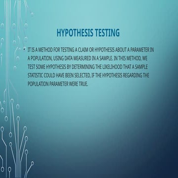 Hypothesis testing basics in the field of statistics