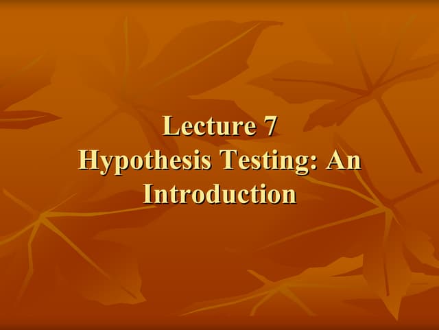 Hypothesis testing an introduction