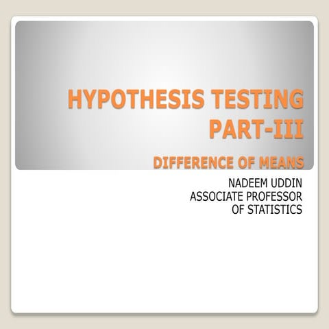 Hypothesis testing part iii for difference of means