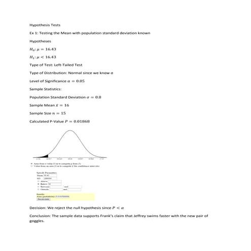 Hypothesis Tests (outline)