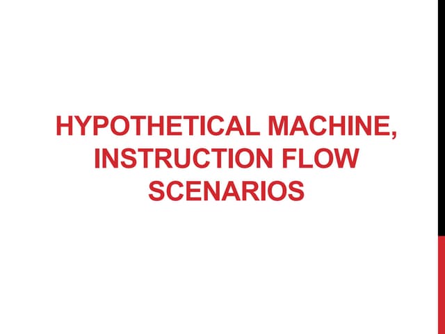 Hypothetical machine and instruction flow scenarios