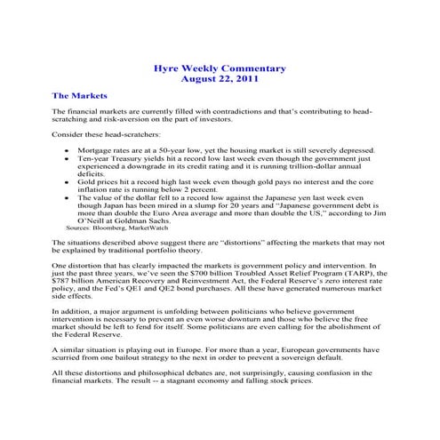 Hyre Weekly Commentary