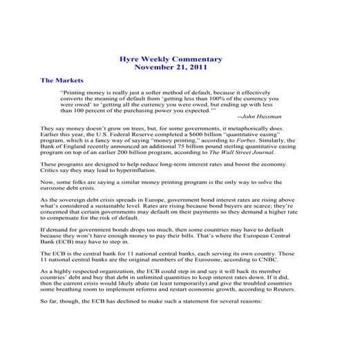 Hyre Weekly Commentary