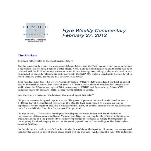 Hyre Weekly Commentary Feb 27