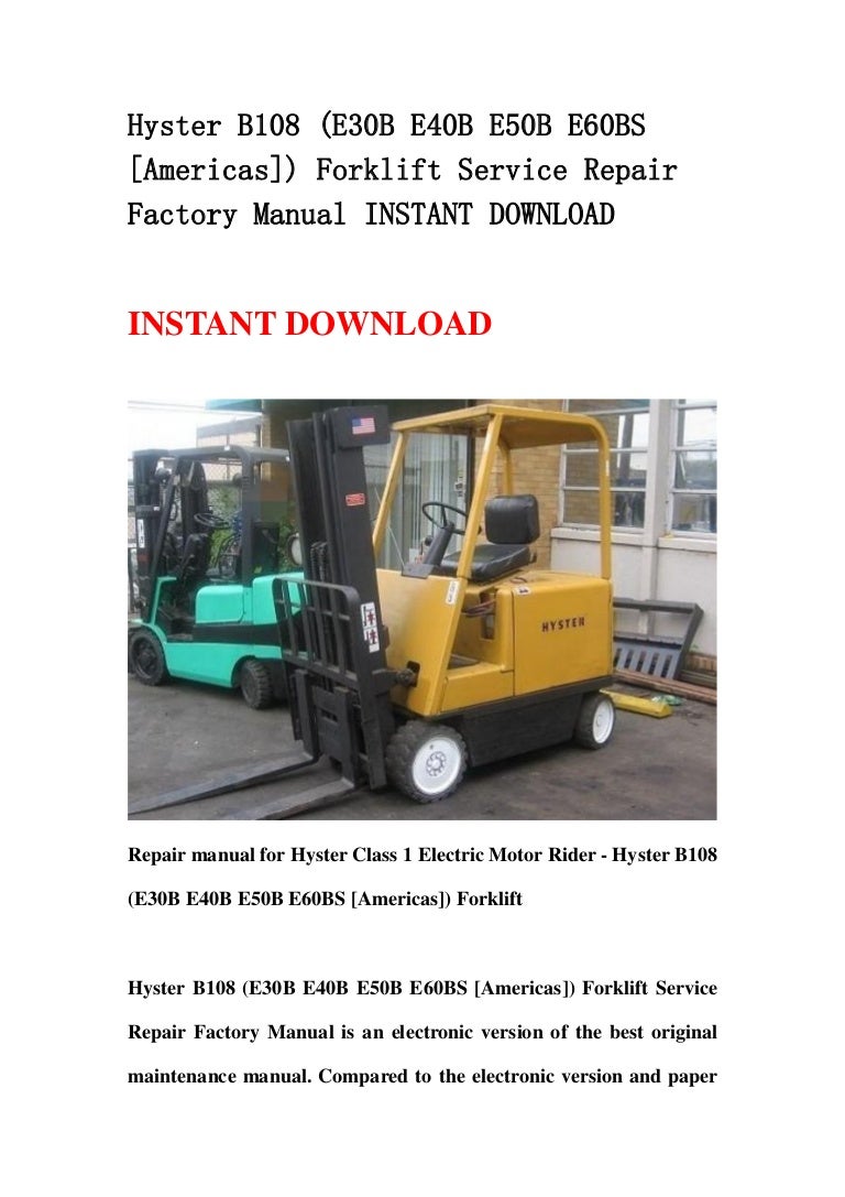 Hyster Forklift Wiring Diagram E60
