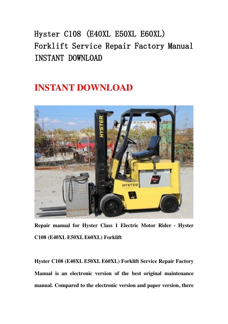 Hyster C203 A1 00 1 50xl Forklift Parts Manual