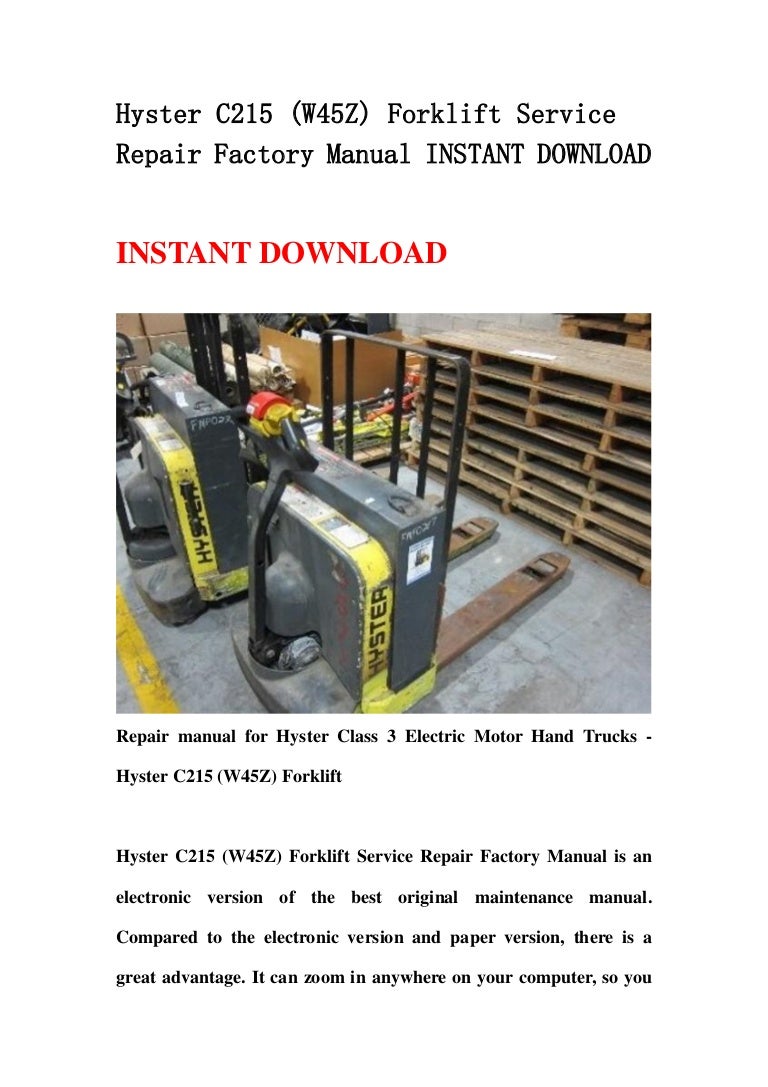Hyster C203 A1 00 1 50xl Forklift Parts Manual