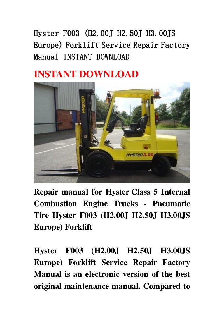 Hyster f003 (h2.00 j h2.50j h3.00js europe) forklift