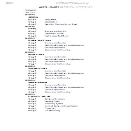 Hyundai hl757 tm 7a wheel loader service repair manual | PDF