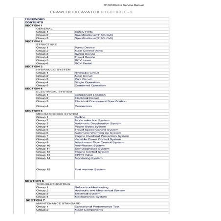 Hyundai r160 lc 9 crawler excavator service repair manual